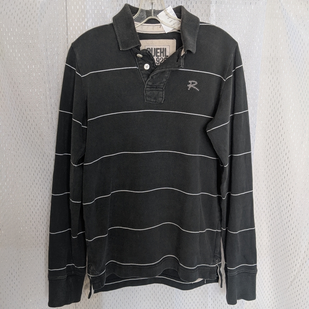 Ruehl button top cotton long sleeve shirt gray S
